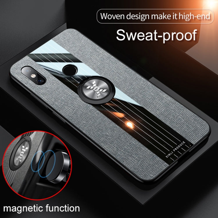 For Xiaomi Mi 8 Lite XINLI Stitching Cloth Texture Shockproof TPU Protective Case with Ring Holder