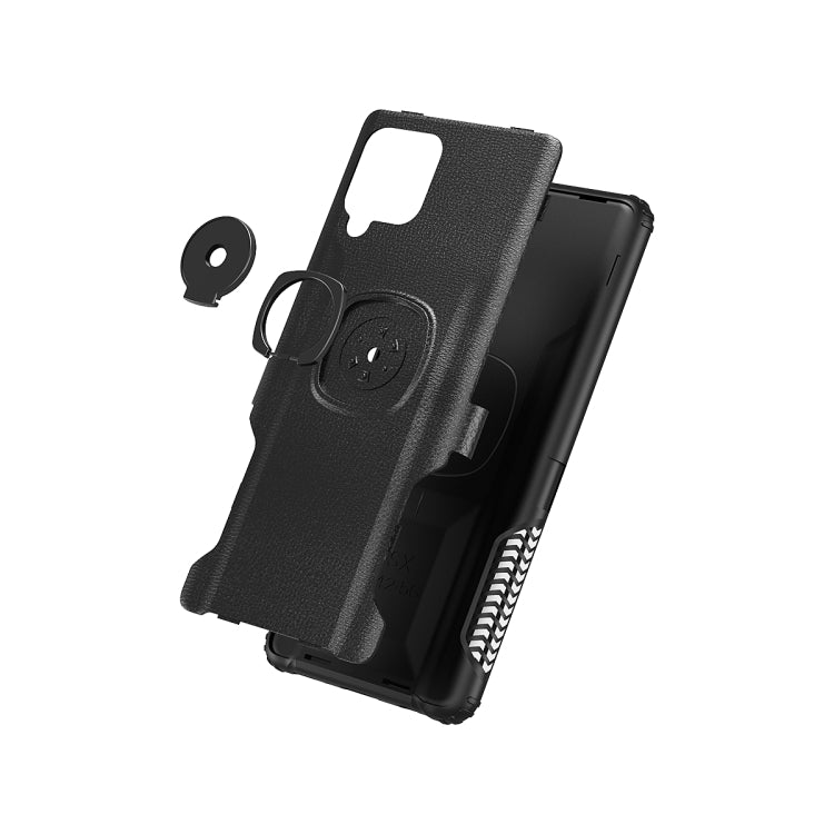 For Samsung Galaxy A42 5G Litchi Texture Knight Armor Shockproof PC + Silicone Case with 360 Degree Rotation Magnetic Ring Holder