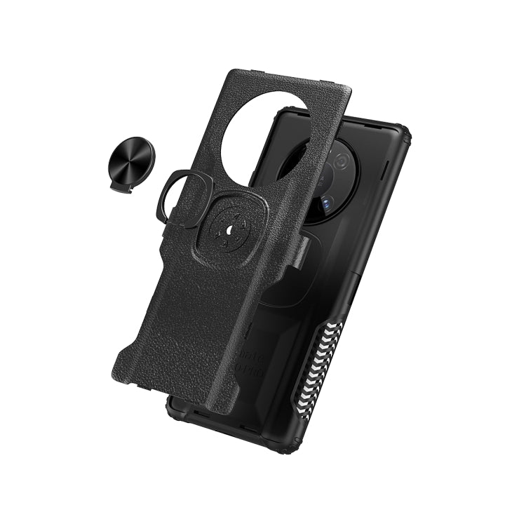 For Huawei Mate 40 Pro Litchi Texture Knight Armor Shockproof PC + Silicone Case with 360 Degree Rotation Magnetic Ring Holder