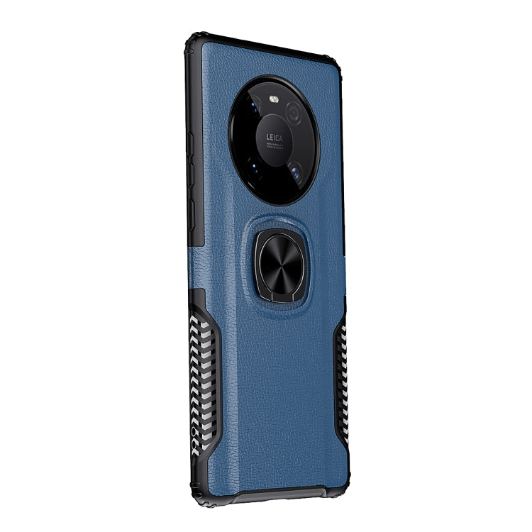 For Huawei Mate 40 Pro Litchi Texture Knight Armor Shockproof PC + Silicone Case with 360 Degree Rotation Magnetic Ring Holder