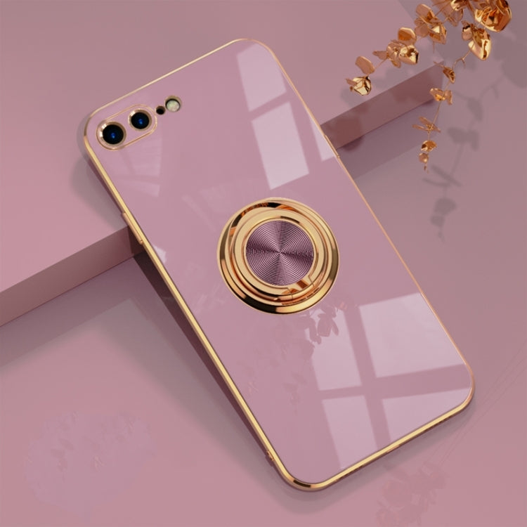 6D Electroplating Full Coverage Silicone Protective Case with Magnetic Ring Holder For iPhone 8 Plus / 7 Plus