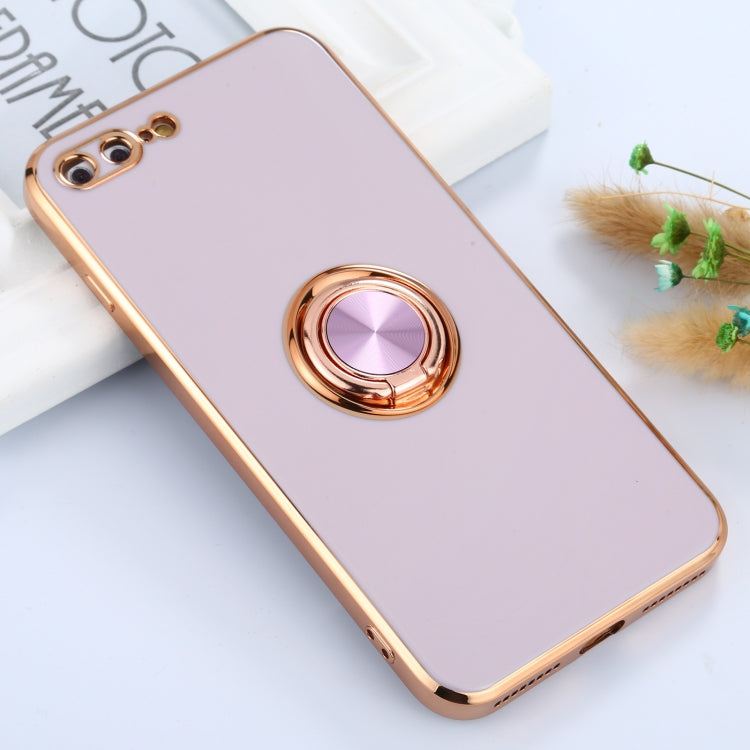 6D Electroplating Full Coverage Silicone Protective Case with Magnetic Ring Holder For iPhone 8 Plus / 7 Plus