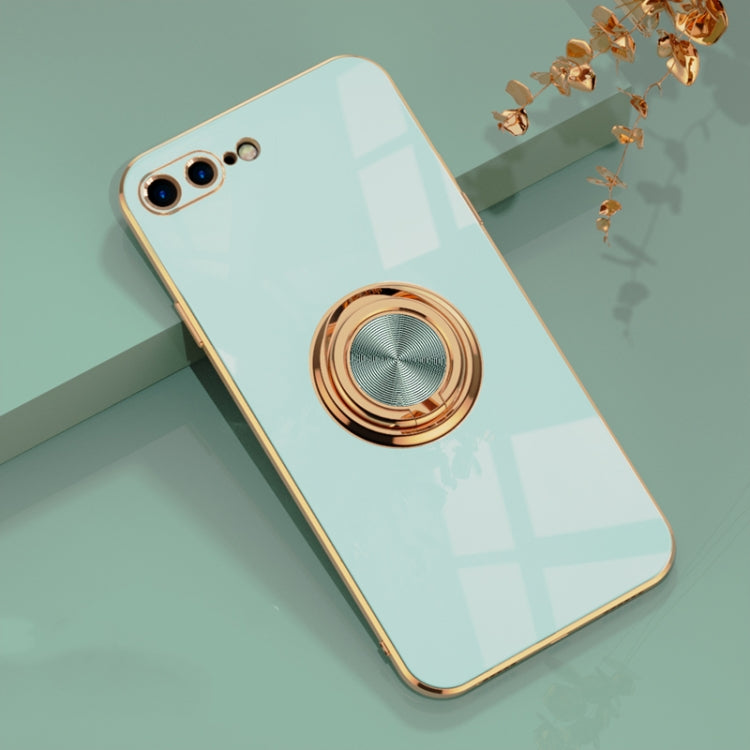6D Electroplating Full Coverage Silicone Protective Case with Magnetic Ring Holder For iPhone 8 Plus / 7 Plus