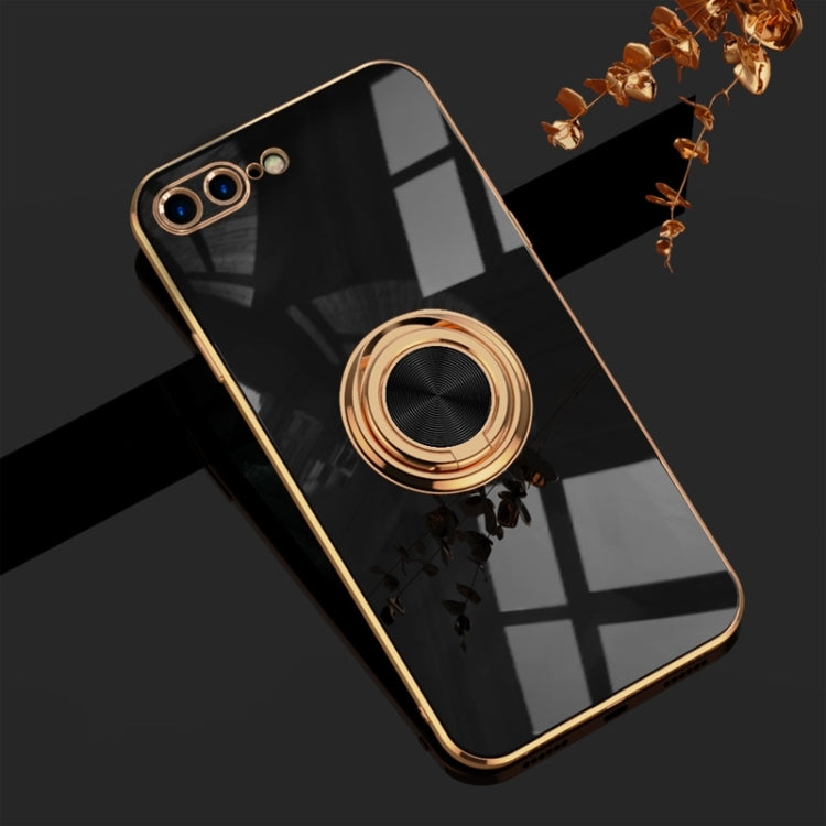 6D Electroplating Full Coverage Silicone Protective Case with Magnetic Ring Holder For iPhone 8 Plus / 7 Plus