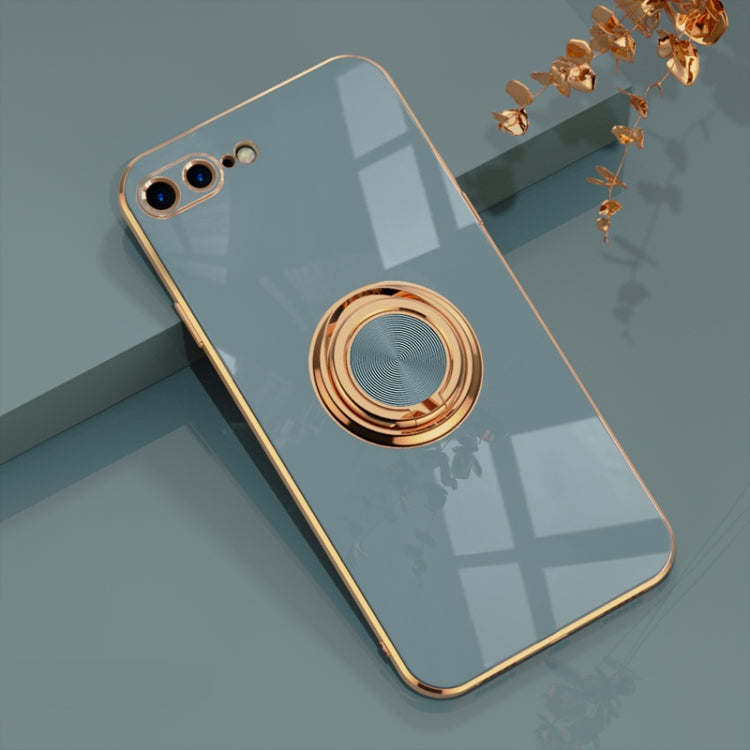 6D Electroplating Full Coverage Silicone Protective Case with Magnetic Ring Holder For iPhone 8 Plus / 7 Plus