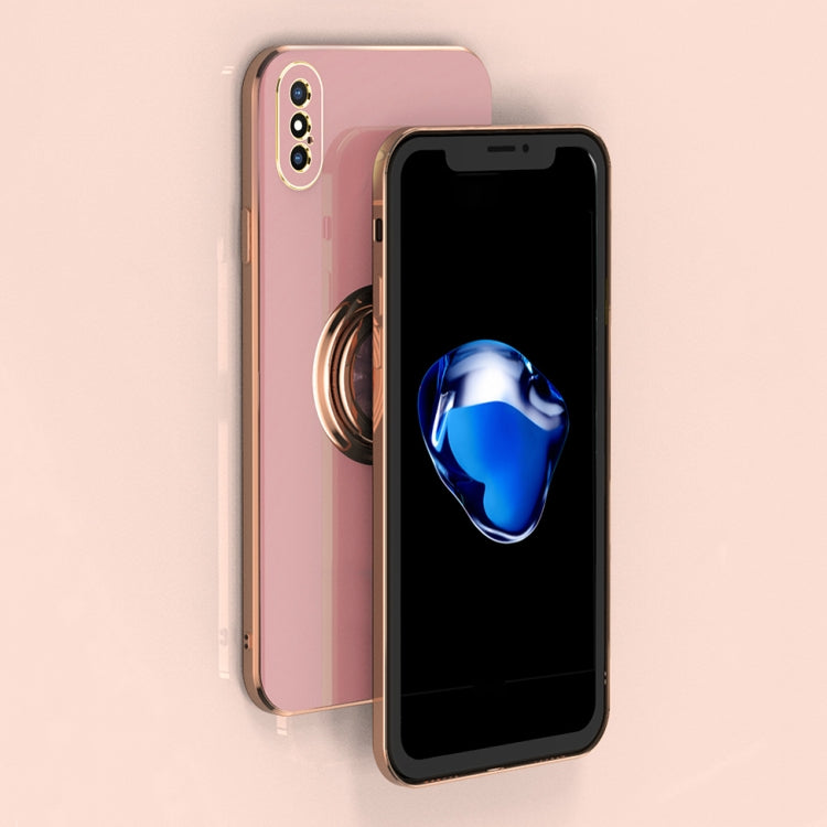 6D Electroplating Full Coverage Silicone Protective Case with Magnetic Ring Holder For iPhone 8 Plus / 7 Plus