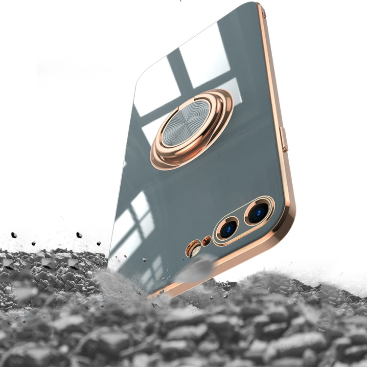 6D Electroplating Full Coverage Silicone Protective Case with Magnetic Ring Holder For iPhone 8 Plus / 7 Plus