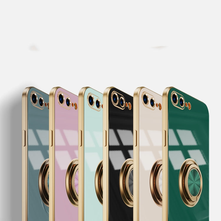 6D Electroplating Full Coverage Silicone Protective Case with Magnetic Ring Holder For iPhone 8 Plus / 7 Plus