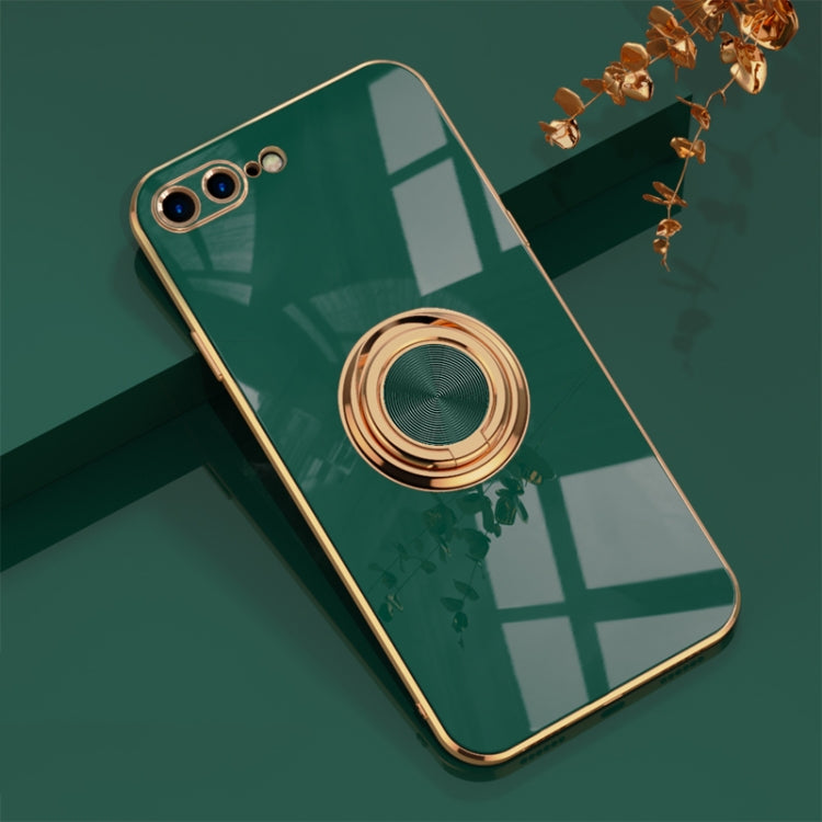 6D Electroplating Full Coverage Silicone Protective Case with Magnetic Ring Holder For iPhone 8 Plus / 7 Plus