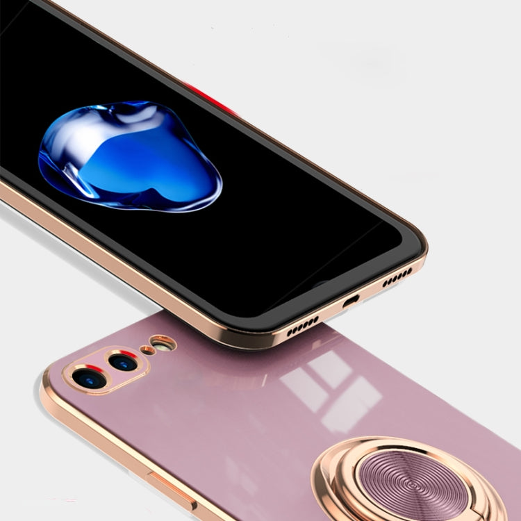 6D Electroplating Full Coverage Silicone Protective Case with Magnetic Ring Holder For iPhone 8 Plus / 7 Plus