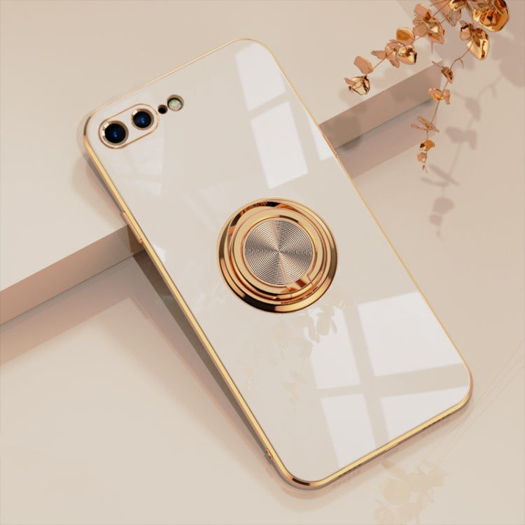 6D Electroplating Full Coverage Silicone Protective Case with Magnetic Ring Holder For iPhone 8 Plus / 7 Plus