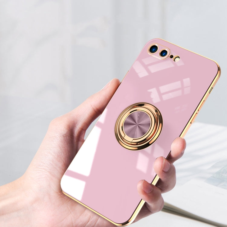 6D Electroplating Full Coverage Silicone Protective Case with Magnetic Ring Holder For iPhone 8 Plus / 7 Plus
