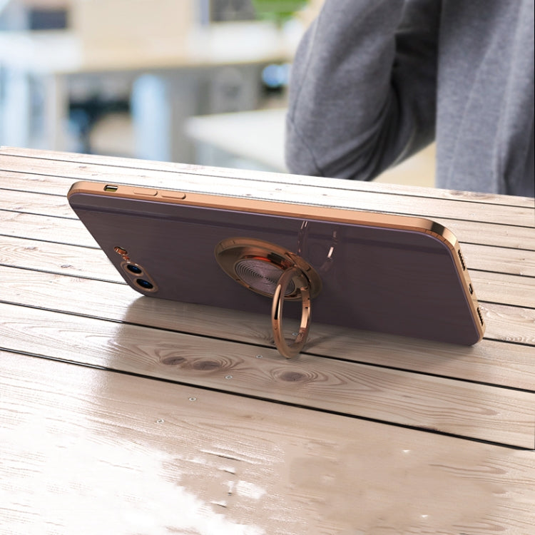 6D Electroplating Full Coverage Silicone Protective Case with Magnetic Ring Holder For iPhone 8 Plus / 7 Plus