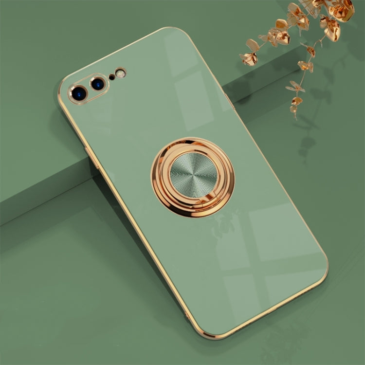 6D Electroplating Full Coverage Silicone Protective Case with Magnetic Ring Holder For iPhone 8 Plus / 7 Plus