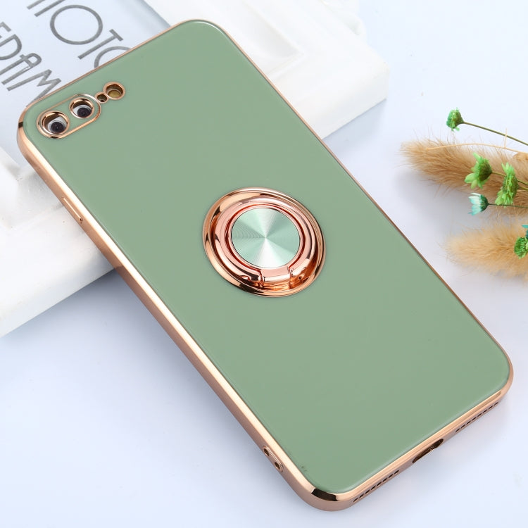 6D Electroplating Full Coverage Silicone Protective Case with Magnetic Ring Holder For iPhone 8 Plus / 7 Plus