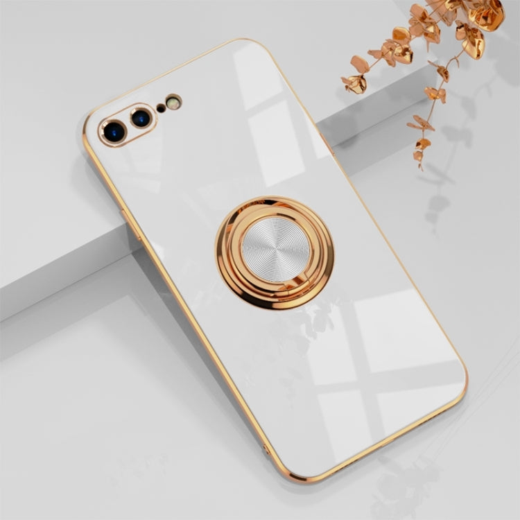 6D Electroplating Full Coverage Silicone Protective Case with Magnetic Ring Holder For iPhone 8 Plus / 7 Plus
