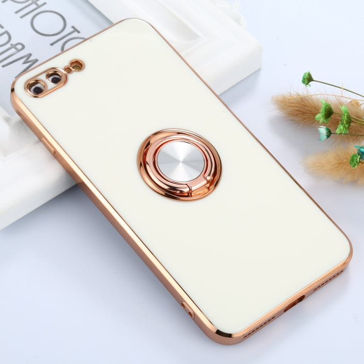 6D Electroplating Full Coverage Silicone Protective Case with Magnetic Ring Holder For iPhone 8 Plus / 7 Plus