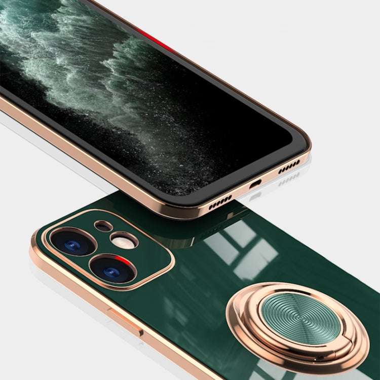 For iPhone 11 Pro 6D Electroplating Full Coverage Silicone Protective Case with Magnetic Ring Holder
