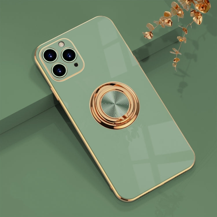 For iPhone 11 Pro 6D Electroplating Full Coverage Silicone Protective Case with Magnetic Ring Holder