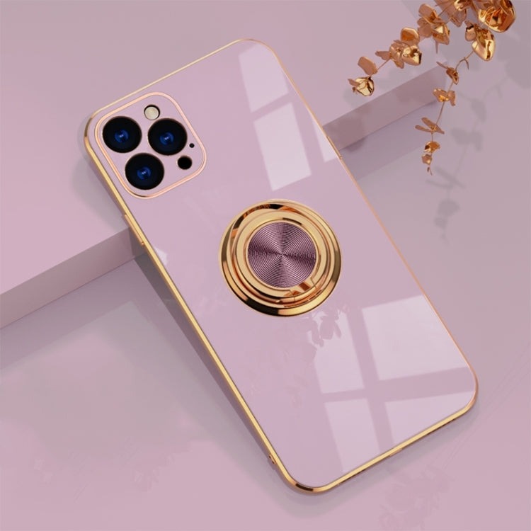 For iPhone 12 Pro Max 6D Electroplating Full Coverage Silicone Protective Case with Magnetic Ring Holder