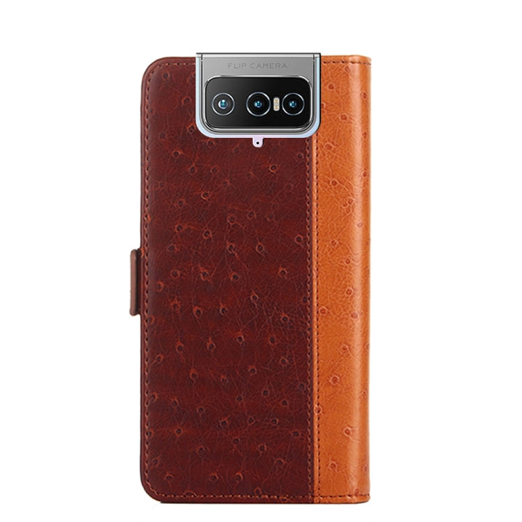 For Asus Zenfone 7 Pro ZS671KS Ostrich Texture PU + TPU Horizontal Flip Leather Case with Holder & Card Slots & Wallet