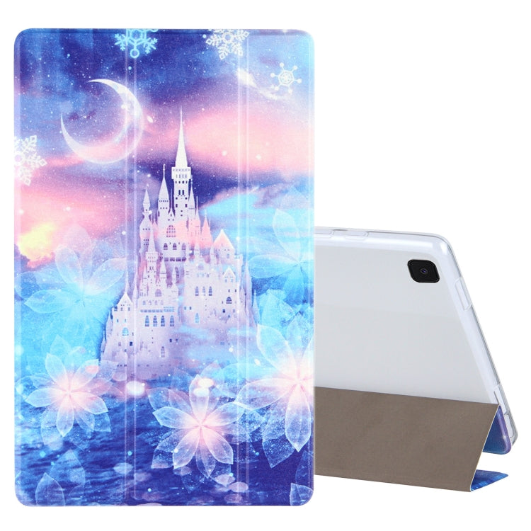 For Samsung Galaxy Tab A7 10.4 (2020) Coloured Drawing Pattern Horizontal Flip Leather Case with Three-folding Holder