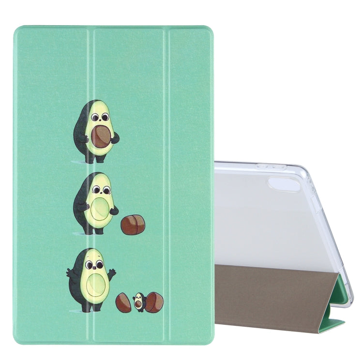 For Lenovo Tab P11 (TB-J606F) Coloured Drawing Pattern Horizontal Flip Leather Case with Three-folding Holder
