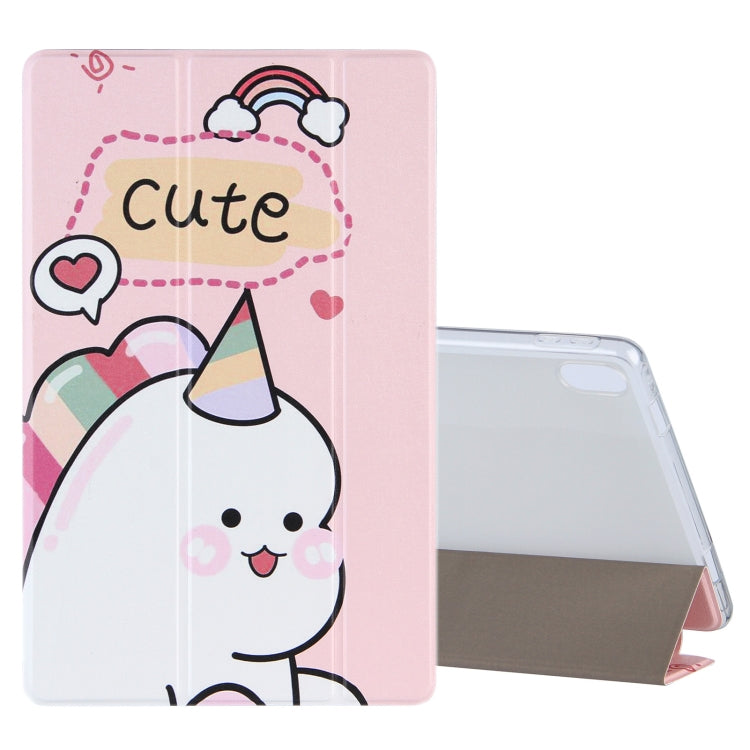 For Lenovo Tab P11 (TB-J606F) Coloured Drawing Pattern Horizontal Flip Leather Case with Three-folding Holder