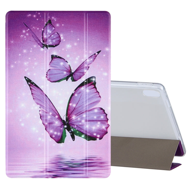 For Lenovo Tab P11 (TB-J606F) Coloured Drawing Pattern Horizontal Flip Leather Case with Three-folding Holder