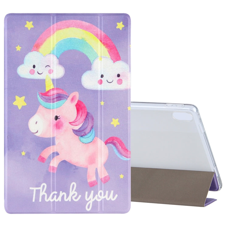 For Lenovo Tab P11 (TB-J606F) Coloured Drawing Pattern Horizontal Flip Leather Case with Three-folding Holder