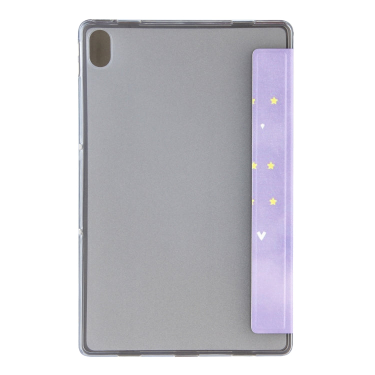 For Lenovo Tab P11 (TB-J606F) Coloured Drawing Pattern Horizontal Flip Leather Case with Three-folding Holder