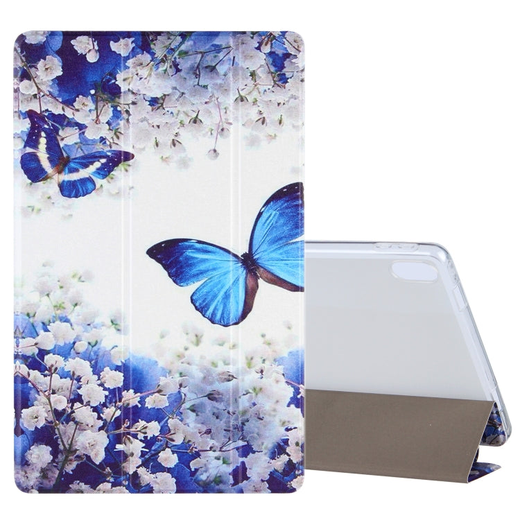 For Lenovo Tab P11 (TB-J606F) Coloured Drawing Pattern Horizontal Flip Leather Case with Three-folding Holder