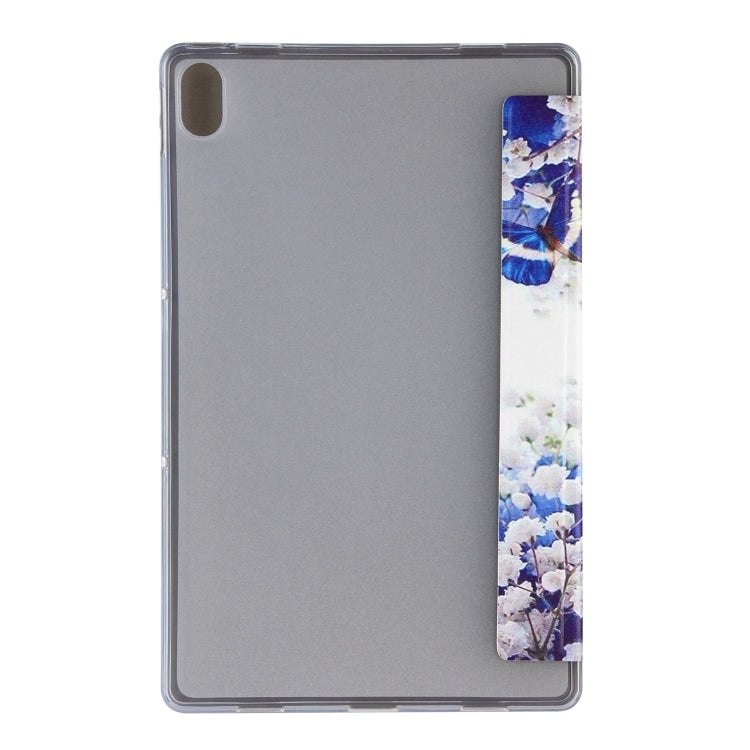 For Lenovo Tab P11 (TB-J606F) Coloured Drawing Pattern Horizontal Flip Leather Case with Three-folding Holder