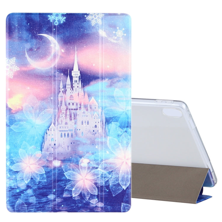 For Lenovo Tab P11 (TB-J606F) Coloured Drawing Pattern Horizontal Flip Leather Case with Three-folding Holder