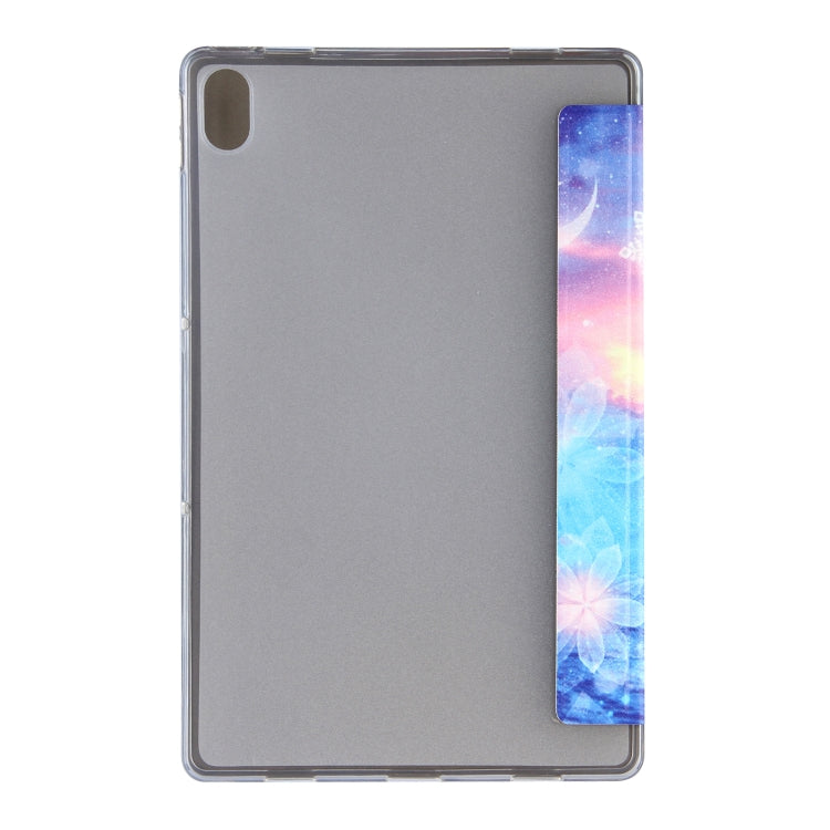 For Lenovo Tab P11 (TB-J606F) Coloured Drawing Pattern Horizontal Flip Leather Case with Three-folding Holder