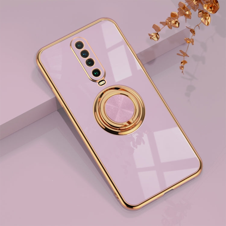 For Xiaomi Redmi K30 6D Electroplating Full Coverage Silicone Protective Case with Magnetic Ring Holder