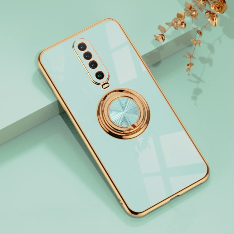 For Xiaomi Redmi K30 6D Electroplating Full Coverage Silicone Protective Case with Magnetic Ring Holder