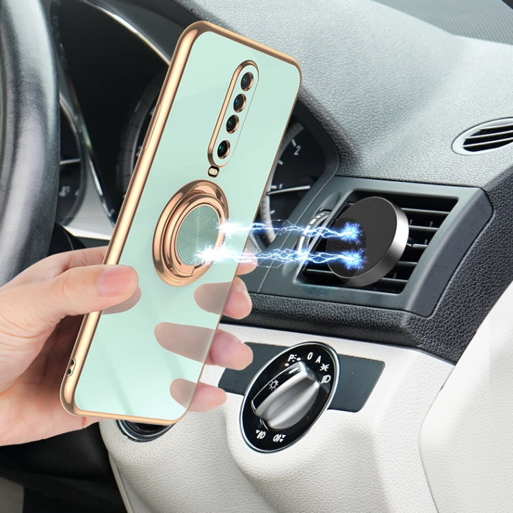 For Xiaomi Redmi K30 6D Electroplating Full Coverage Silicone Protective Case with Magnetic Ring Holder