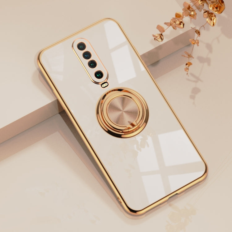 For Xiaomi Redmi K30 6D Electroplating Full Coverage Silicone Protective Case with Magnetic Ring Holder