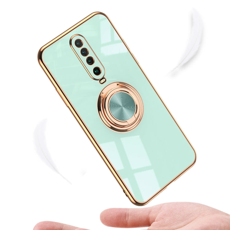 For Xiaomi Redmi K30 6D Electroplating Full Coverage Silicone Protective Case with Magnetic Ring Holder