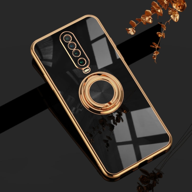 For Xiaomi Redmi K30 6D Electroplating Full Coverage Silicone Protective Case with Magnetic Ring Holder