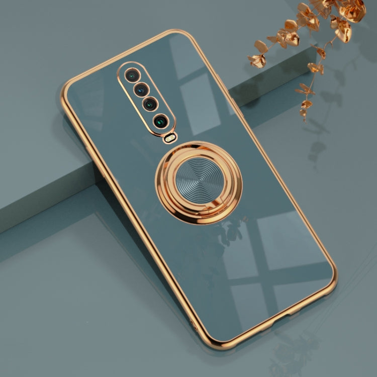 For Xiaomi Redmi K30 6D Electroplating Full Coverage Silicone Protective Case with Magnetic Ring Holder