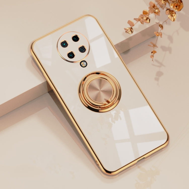 For Xiaomi Redmi K30 Pro 6D Electroplating Full Coverage Silicone Protective Case with Magnetic Ring Holder