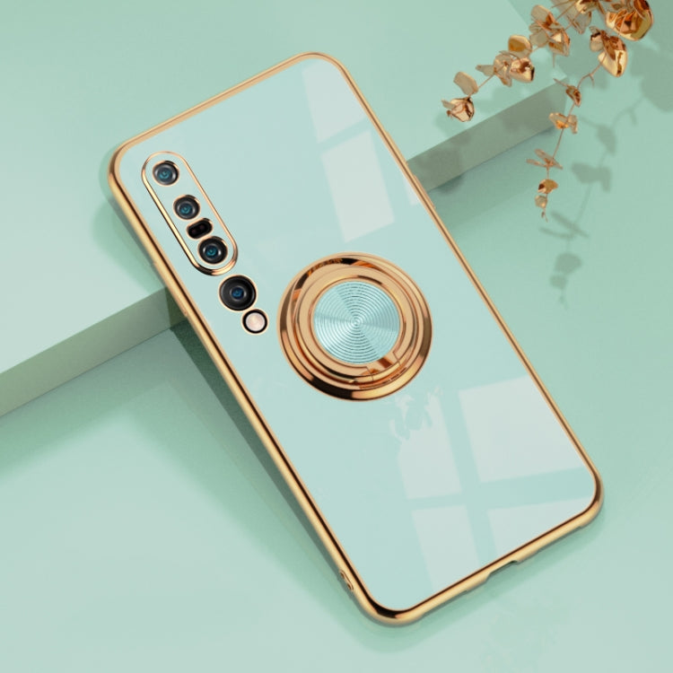 For Xiaomi Mi 10 Pro 6D Electroplating Full Coverage Silicone Protective Case with Magnetic Ring Holder