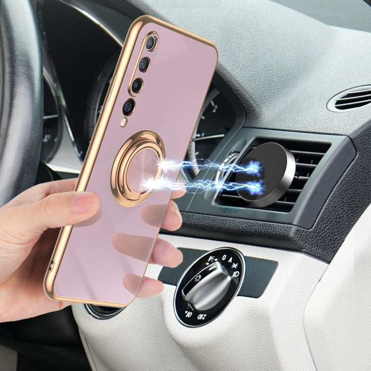 For Xiaomi Mi 10 Pro 6D Electroplating Full Coverage Silicone Protective Case with Magnetic Ring Holder