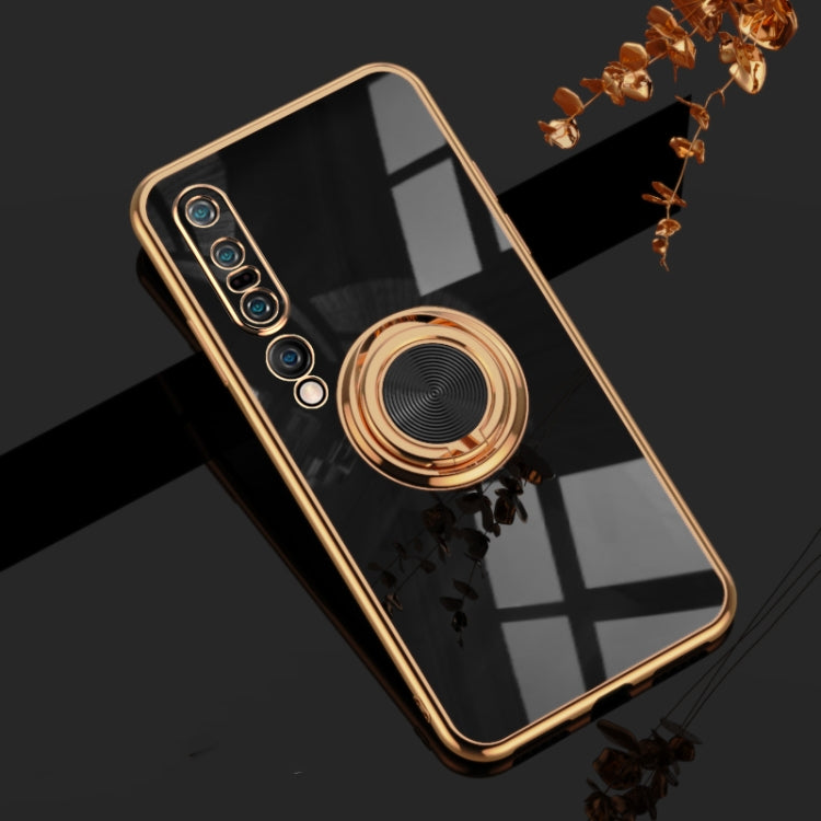 For Xiaomi Mi 10 Pro 6D Electroplating Full Coverage Silicone Protective Case with Magnetic Ring Holder