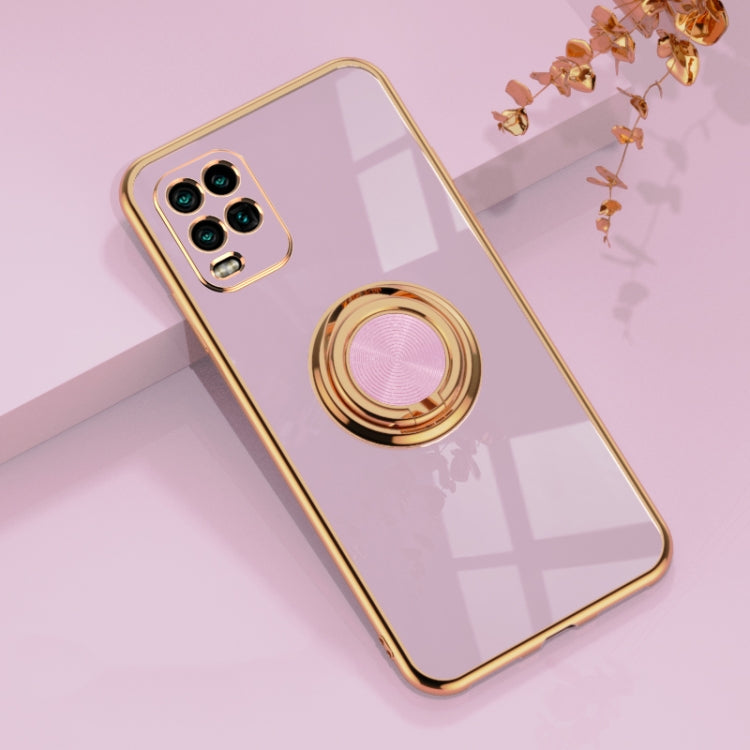 For Xiaomi Mi 10 Lite 6D Electroplating Full Coverage Silicone Protective Case with Magnetic Ring Holder