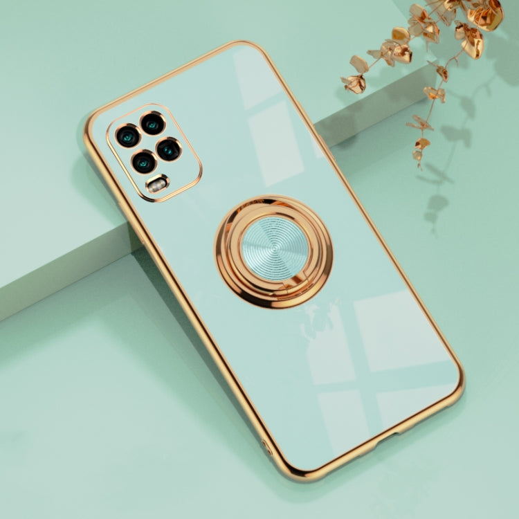 For Xiaomi Mi 10 Lite 6D Electroplating Full Coverage Silicone Protective Case with Magnetic Ring Holder