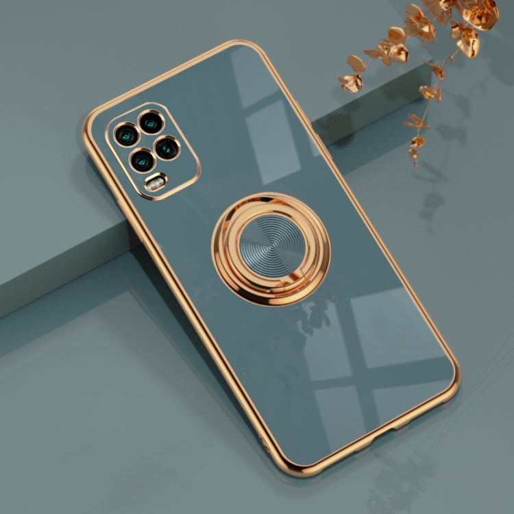 For Xiaomi Mi 10 Lite 6D Electroplating Full Coverage Silicone Protective Case with Magnetic Ring Holder