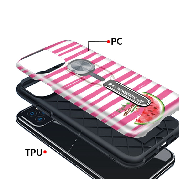 For iPhone 11 Redden Series UV light Color Changing Protective Case with Ring Bracket